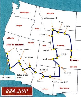 Reiseroute
Verlauf der Reise vom 25.September 2010 bis 03.Oktober 2010
Denver bis San Francisco

