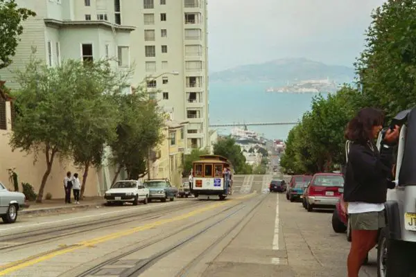Blick auf Alcatraz
San Francisco, Lombard St. Ecke Hyde St.

