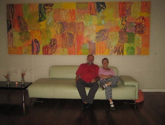Wir in der Lobby des Sonesta Hotels in Miami Coconut Grove

